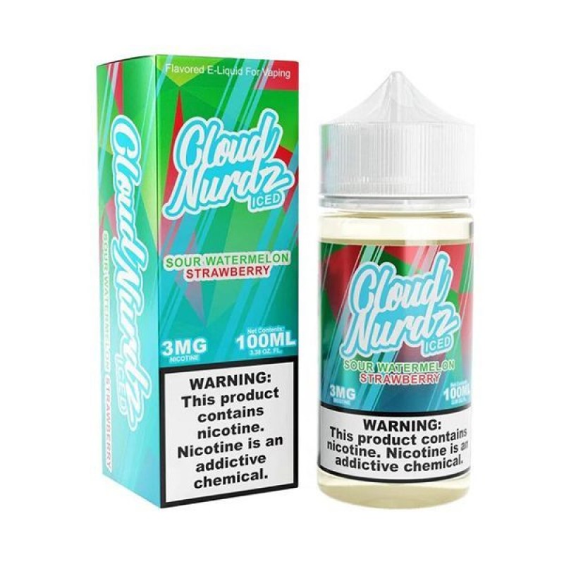 Sour Watermelon Strawberry Iced Cloud Nurdz E-Juice 100ml